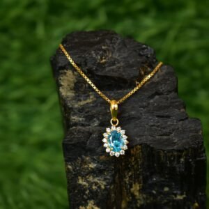 Blue Crystal Floral Pendant Necklace