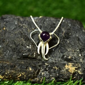 Amethyst Stone Abstract Pendant Necklace